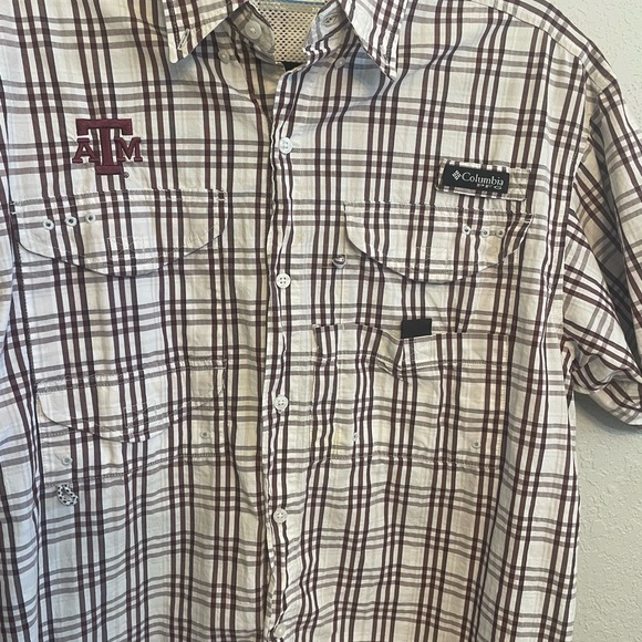 Columbia Men’s PFG Super Bonehead Texas A&M Button Down Small Maroon Football - Picture 2 of 8
